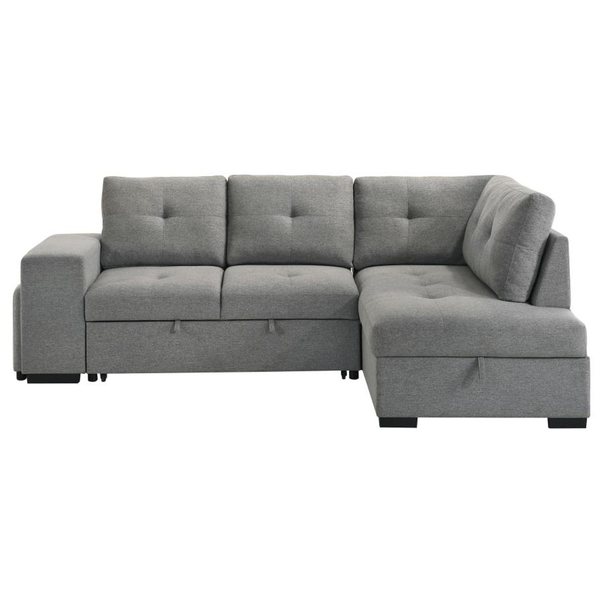 Roanne - Fabric Upholstered Sleeper Sectional Sofa - Gray - Image 12