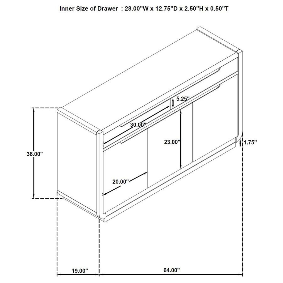 Leandro - 2-Drawer Dining Sideboard Server - Burnished Black - Image 9