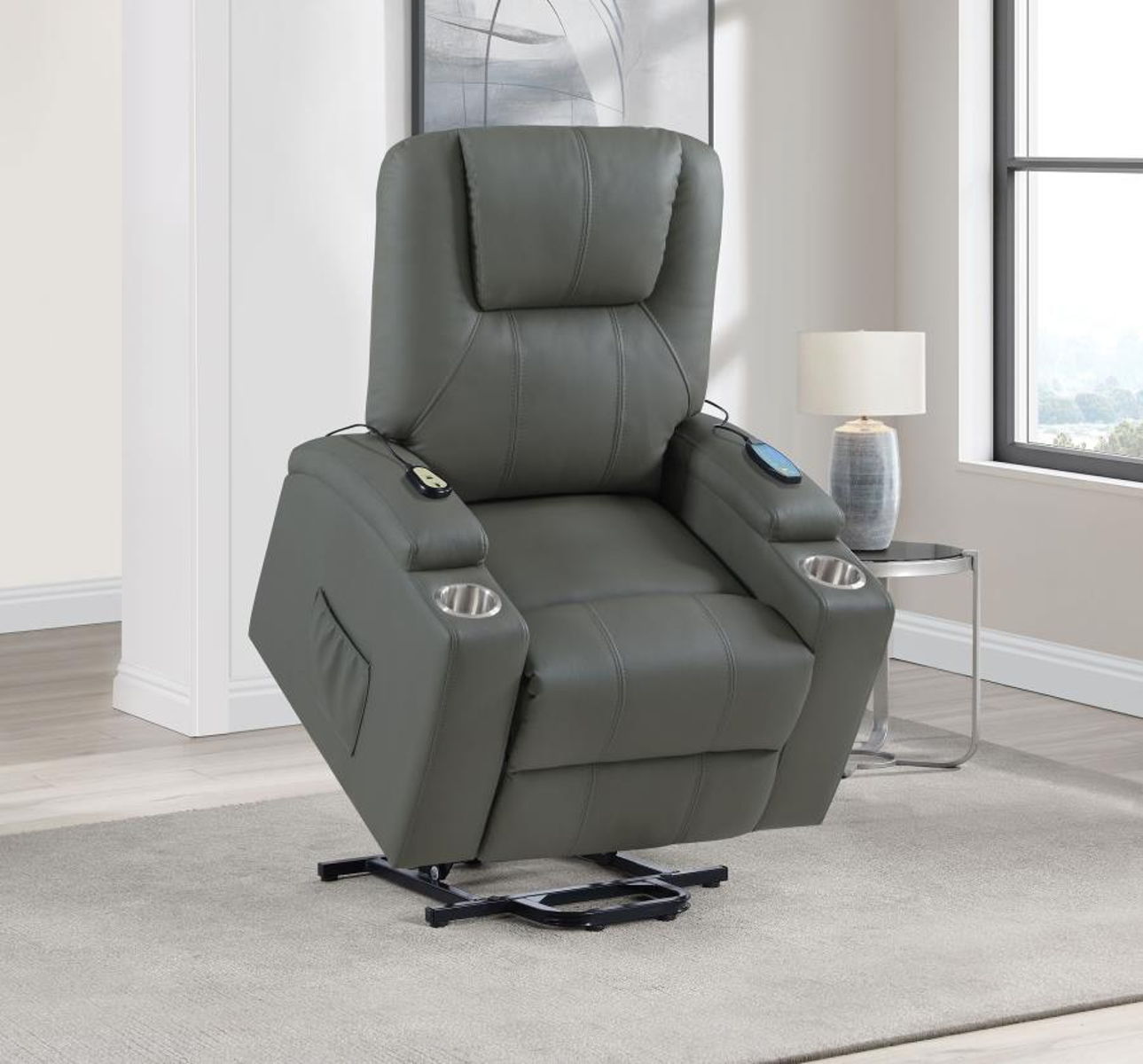 Armstrong - Upholstered Power Lift Massage Recliner - Image 54