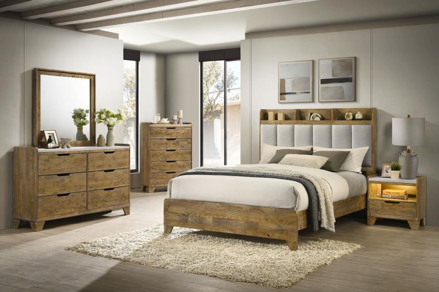 Henderson - 5-Drawer Bedroom Chest Of Drawers - Medium Oak - Image 2