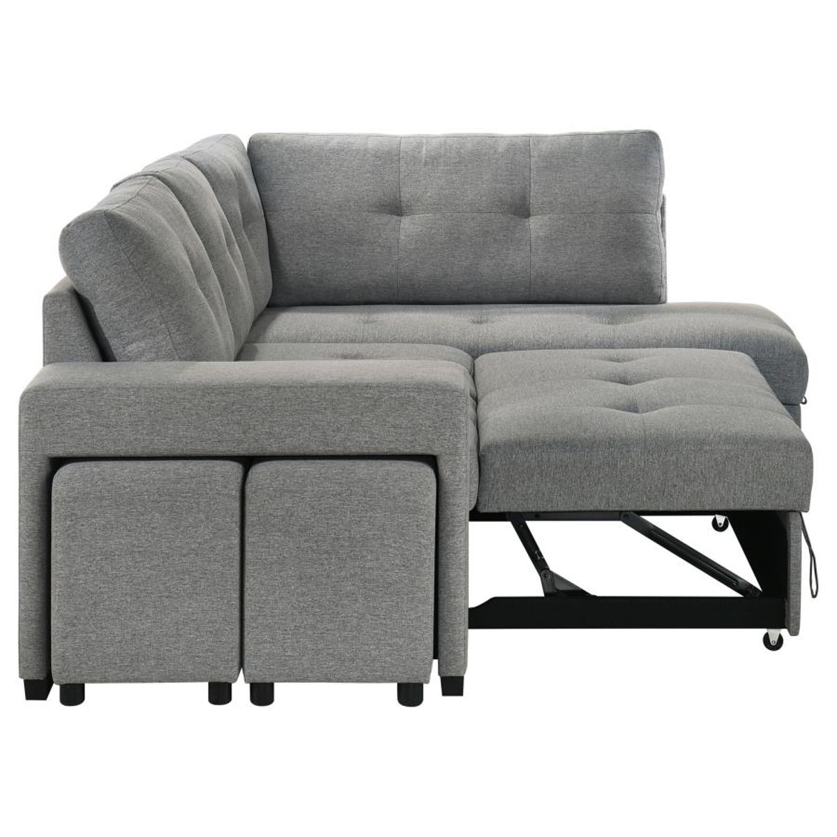 Roanne - Fabric Upholstered Sleeper Sectional Sofa - Gray - Image 15