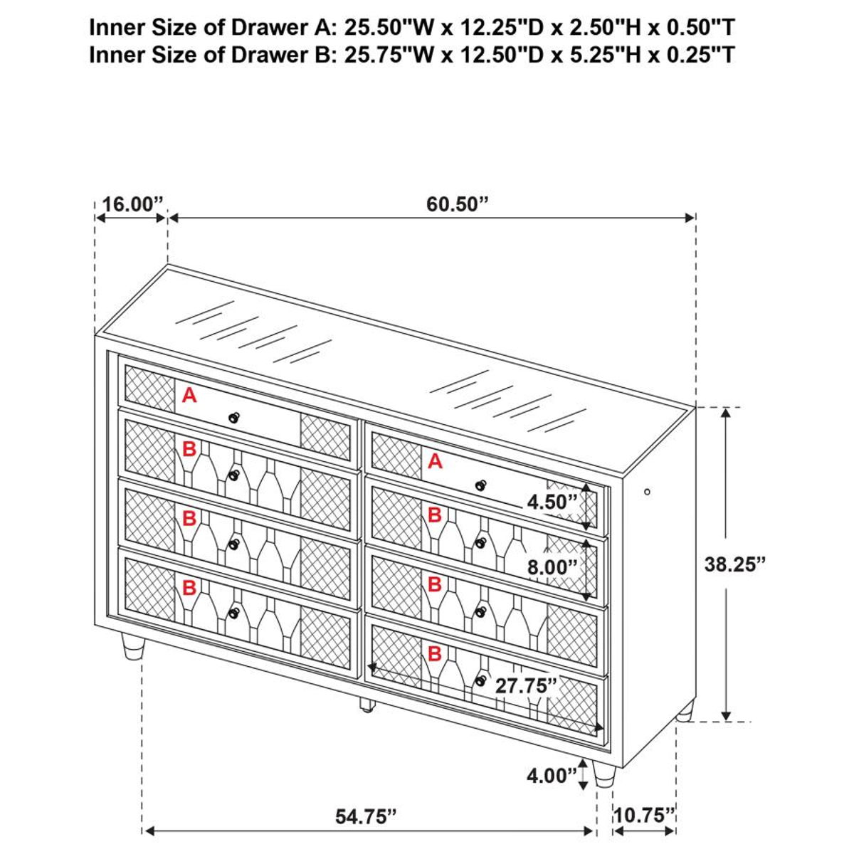 Lorient - 8-Drawer LED Bedroom Dresser Cabinet - Image 21