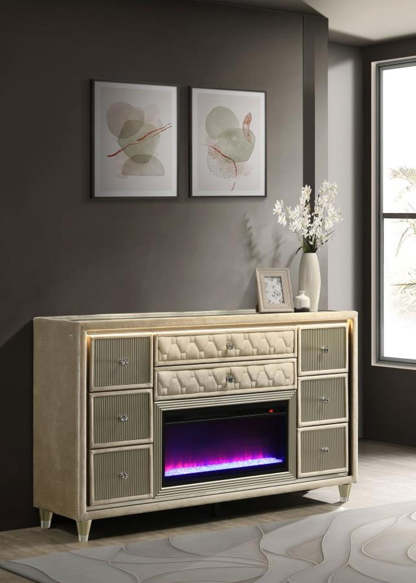 Lorient - 8-Drawer LED Bedroom Flame Box Dresser - Image 7