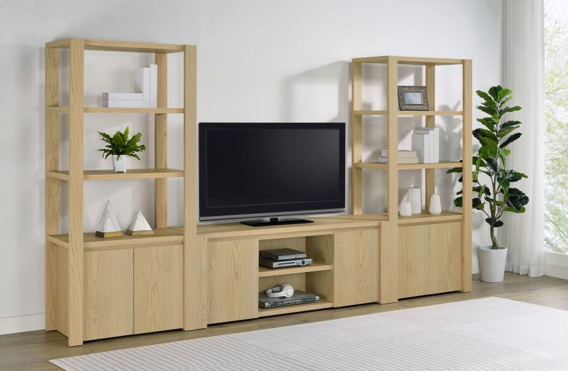 Laurelton - 60" 2-Door TV Stand Media Console - Light Oak - Image 5
