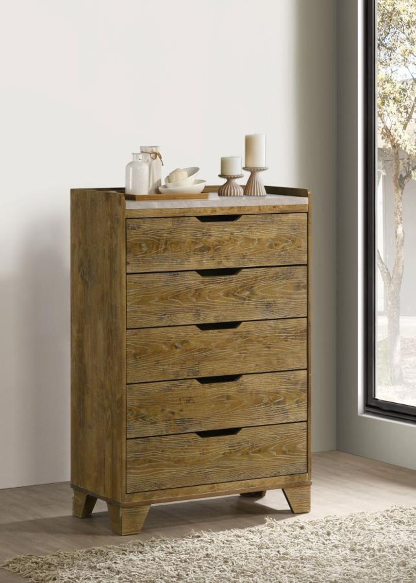 Henderson - 5-Drawer Bedroom Chest Of Drawers - Medium Oak - Image 6