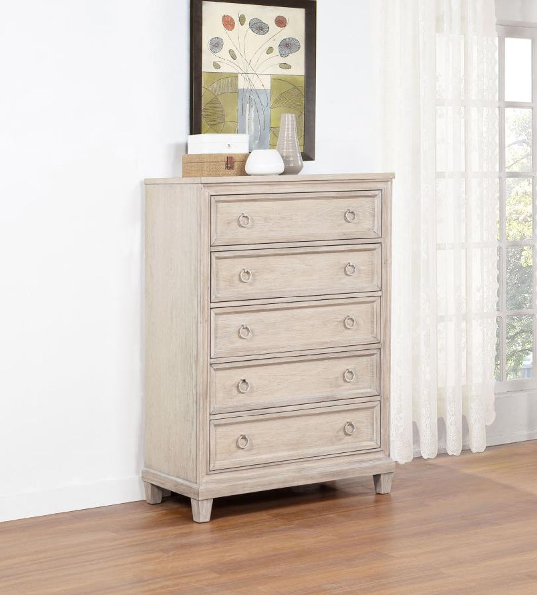 Pembroke - 5-Drawer Chest Of Drawers - Washed Oak - Image 9