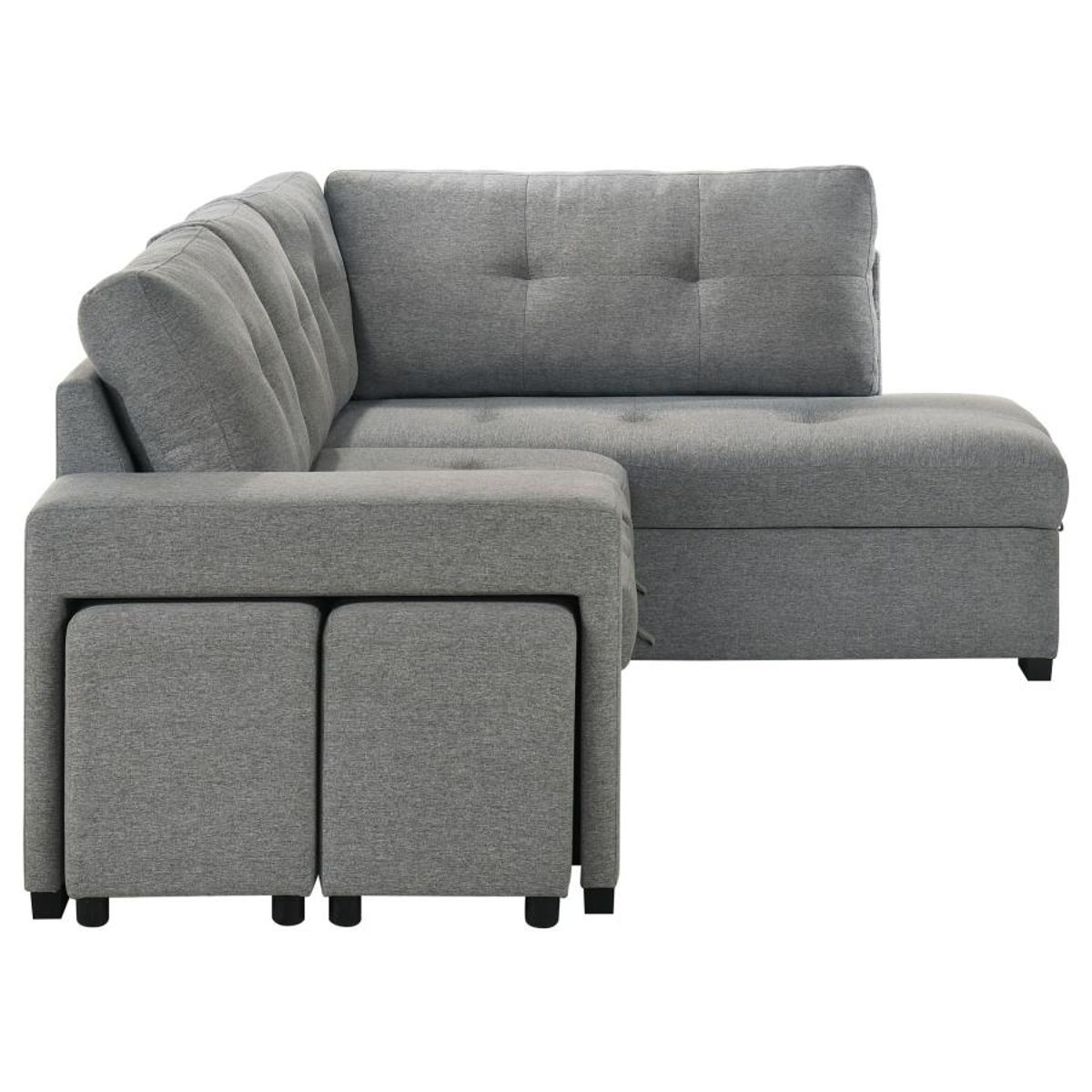 Roanne - Fabric Upholstered Sleeper Sectional Sofa - Gray - Image 8