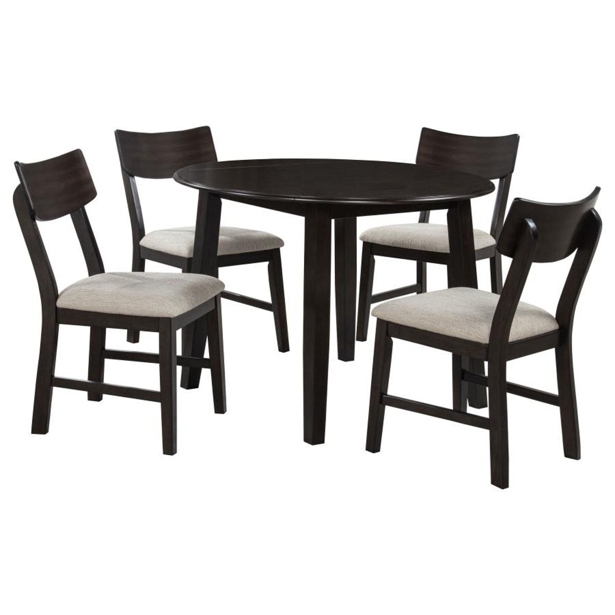 Catley - 5 Piece Round Drop Leaf Dining Table Set - Dark Coffee - Image 14