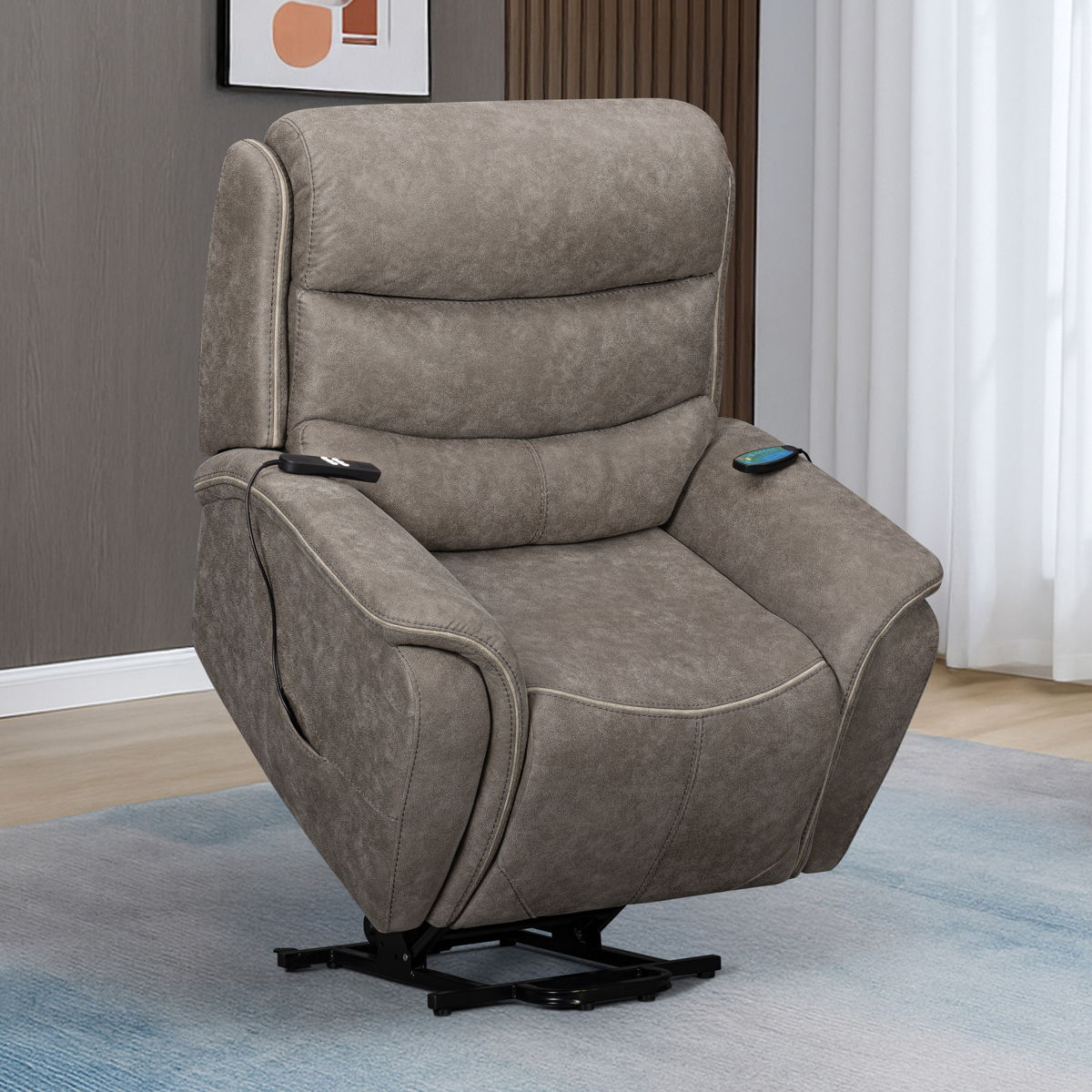 Kamari - Power Lift Recliner With Heat & Massage - Gray - Image 9