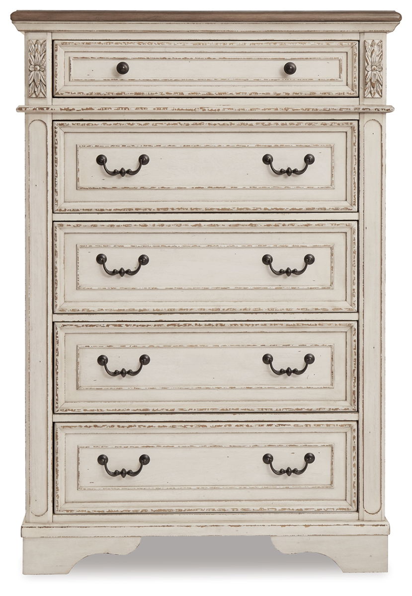 Realyn - Five Drawer Chest - White / Brown / Beige - Image 3
