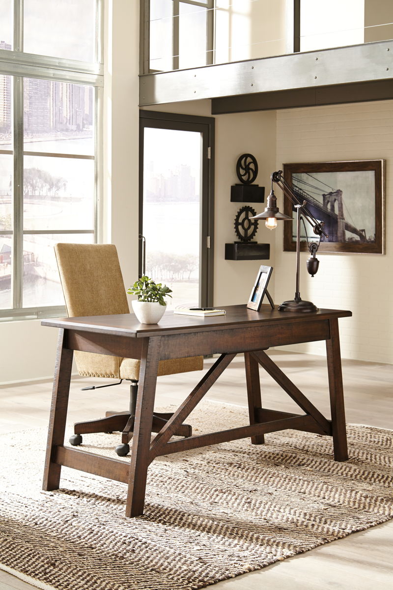 Baldridge - Home Office Large Leg Desk - Rustic Brown - Image 13