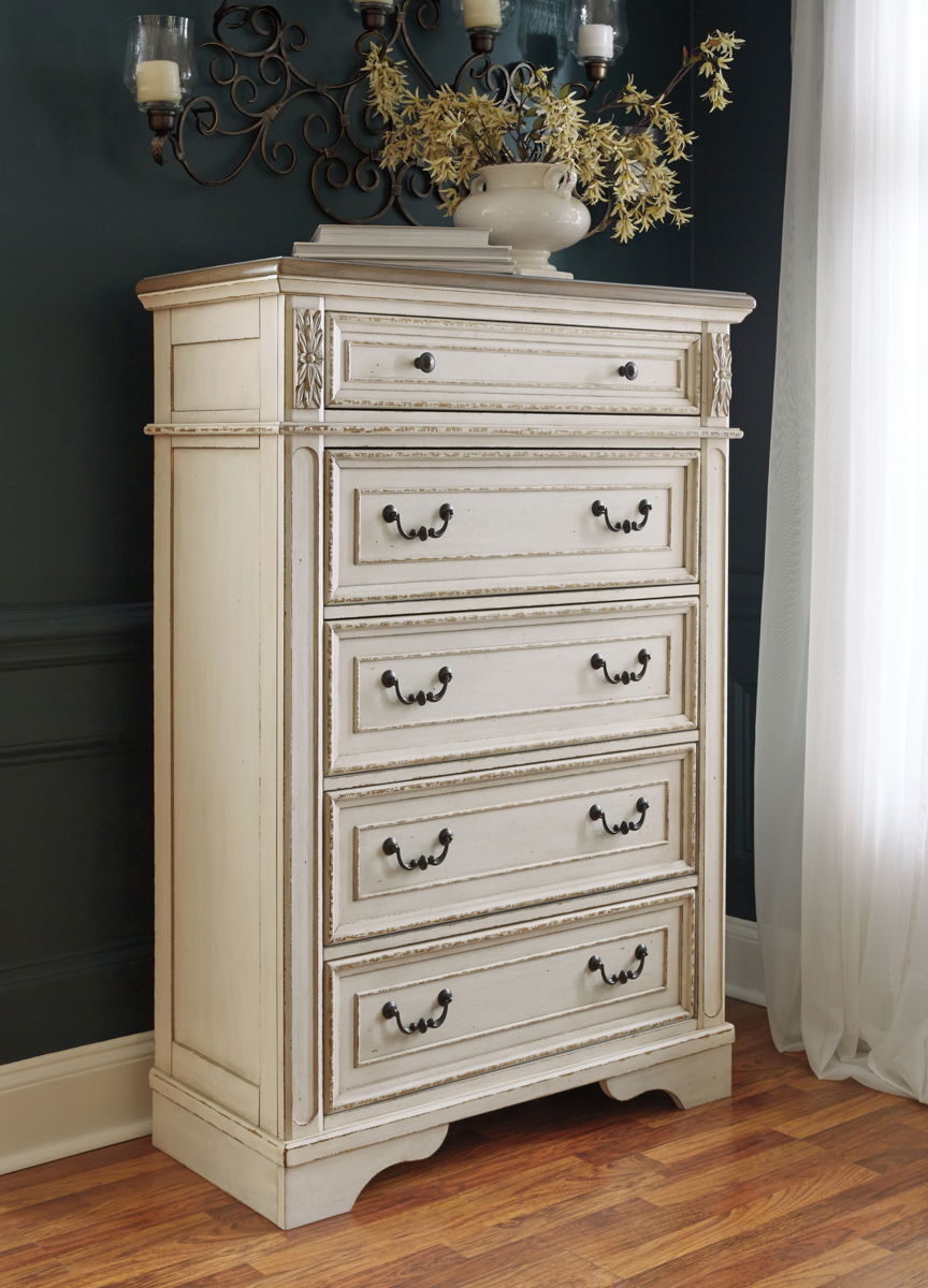 Realyn - Five Drawer Chest - White / Brown / Beige - Image 7